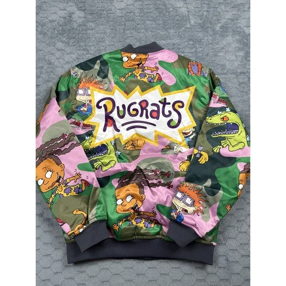 Nickelodeon Rugrats Jacket‎ Mens Large Camo Cartoon Bomber Quilted 90s Style New